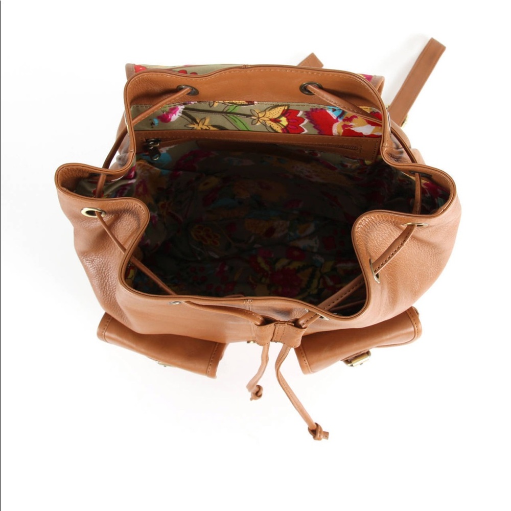 Nina Leather Pocket Backpack in Caramel Tan - Picture 4 of 8